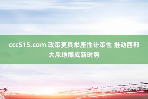 ccc515.com 政策更具举座性计策性 推动西部大斥地酿成新时势