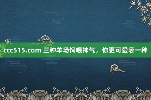 ccc515.com 三种羊场饲喂神气，你更可爱哪一种