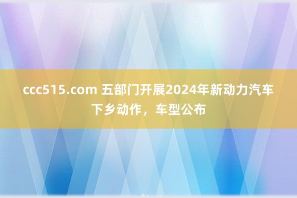 ccc515.com 五部门开展2024年新动力汽车下乡动作，车型公布