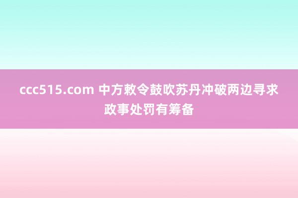 ccc515.com 中方敕令鼓吹苏丹冲破两边寻求政事处罚有筹备