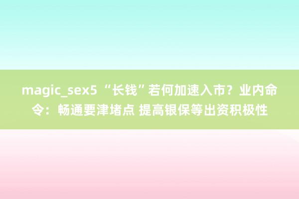 magic_sex5 “长钱”若何加速入市？业内命令：畅通要津堵点 提高银保等出资积极性