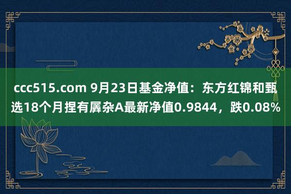 ccc515.com 9月23日基金净值：东方红锦和甄选18个月捏有羼杂A最新净值0.9844，跌0.08%