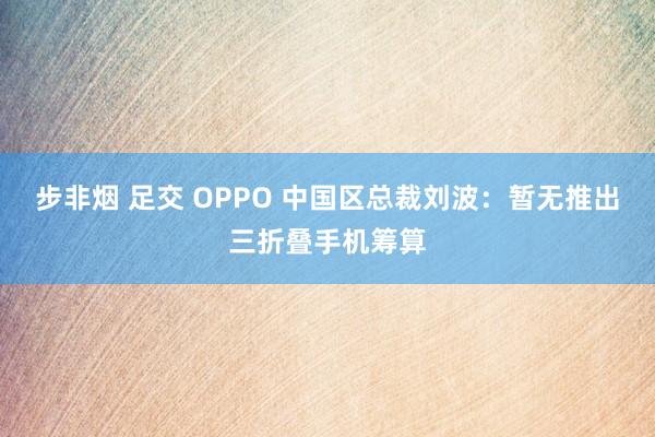 步非烟 足交 OPPO 中国区总裁刘波：暂无推出三折叠手机筹算