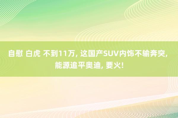 自慰 白虎 不到11万， 这国产SUV内饰不输奔突， 能源追平奥迪， 要火!