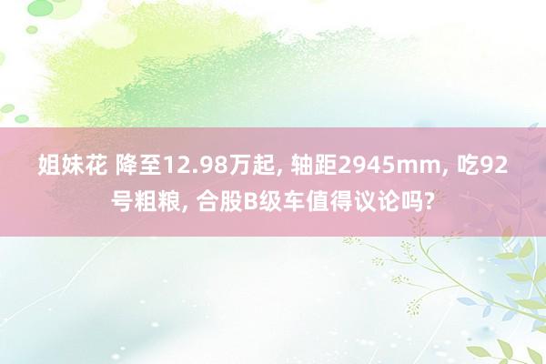 姐妹花 降至12.98万起， 轴距2945mm， 吃92号粗粮， 合股B级车值得议论吗?