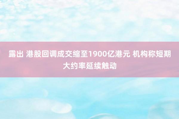 露出 港股回调成交缩至1900亿港元 机构称短期大约率延续触动