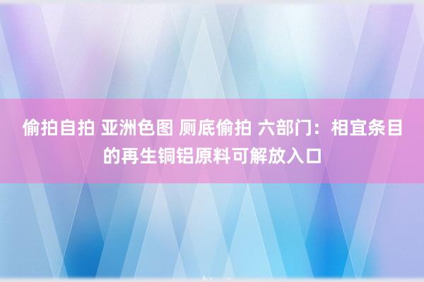 偷拍自拍 亚洲色图 厕底偷拍 六部门：相宜条目的再生铜铝原料可解放入口