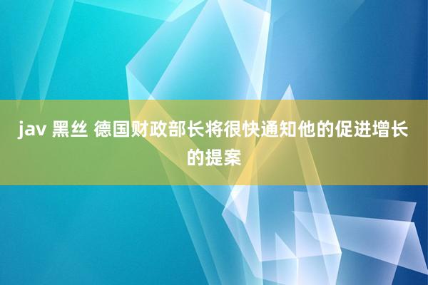 jav 黑丝 德国财政部长将很快通知他的促进增长的提案