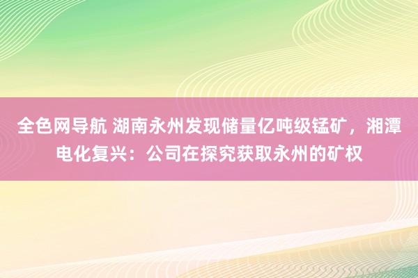 全色网导航 湖南永州发现储量亿吨级锰矿，湘潭电化复兴：公司在探究获取永州的矿权