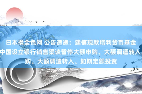 日本撸全色网 公告速递：建信现款增利货币基金B类基金份额在中国设立银行销售渠谈暂停大额申购、大额调遣转入、如期定额投资